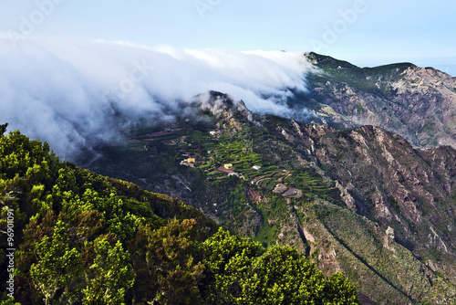 Mist coming to the valley of Anaga massif in Tenerife