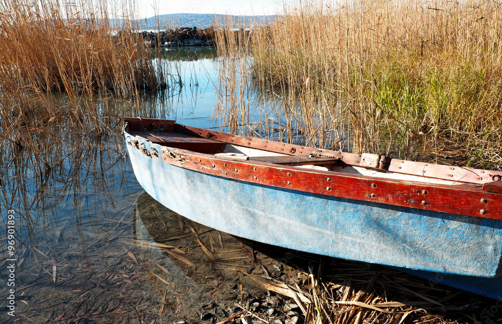 Obraz premium Angler boat at Lake Balaton, Hungary 