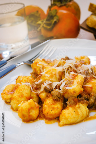 Gnocchi with meat sauce