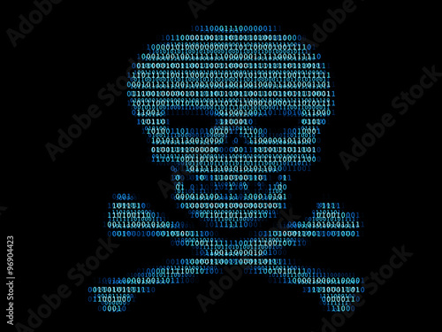 Digital human skull / Concept of network security or computer virus