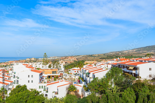 A view of apartment complex in Costa Adeje town, Tenerife, Canary Islands, Spain