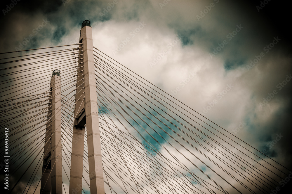 St. Petersburg. Cable-stayed bridge. Supports bridge across the river Neva.
