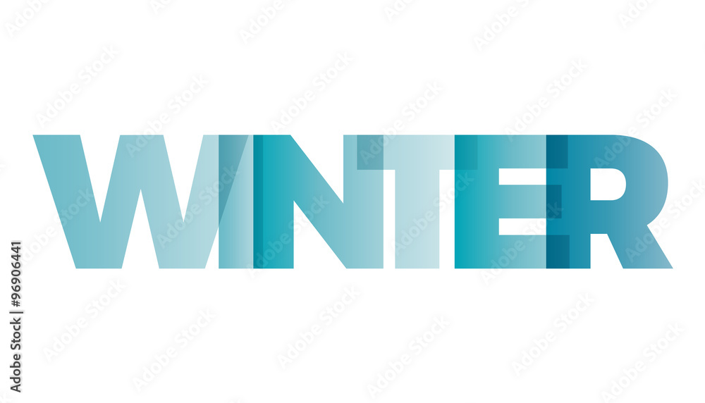 The word Winter. Vector banner with the text colored rainbow.