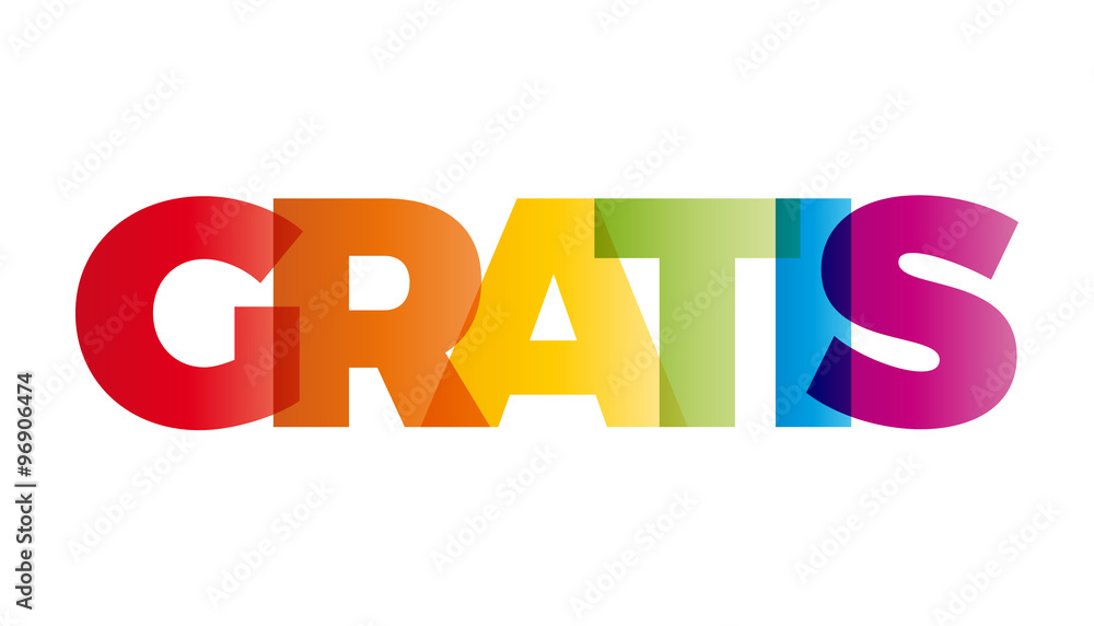 The word Gratis. Vector banner with the text colored rainbow. The word Gratis. Vector banner with the text colored rainbow.