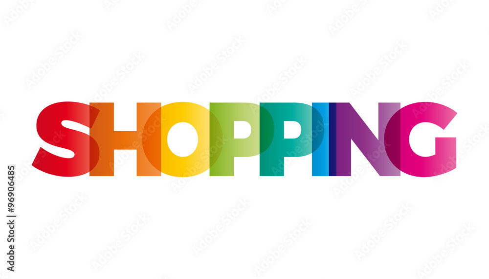 The word shopping. Vector banner with the text colored rainbow. The word shopping. Vector banner with the text colored rainbow.
