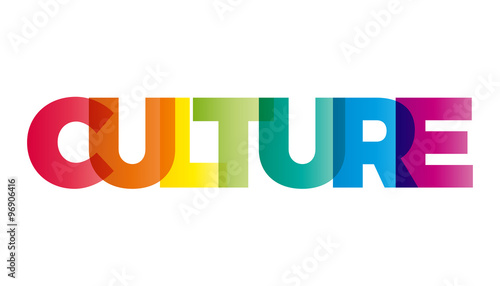 The word Culture. Vector banner with the text colored rainbow.