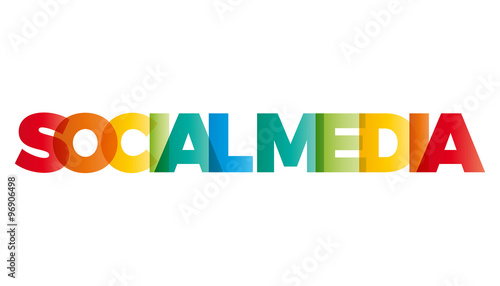 The word social media. Vector banner with the text colored rainb