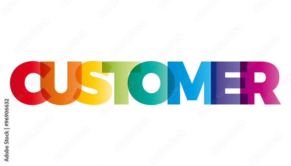The word Customer. Vector banner with the text colored rainbow. The word Customer. Vector banner with the text colored rainbow.