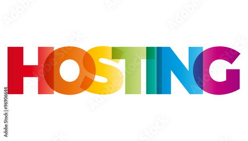 The word Hosting. Vector banner with the text colored rainbow.