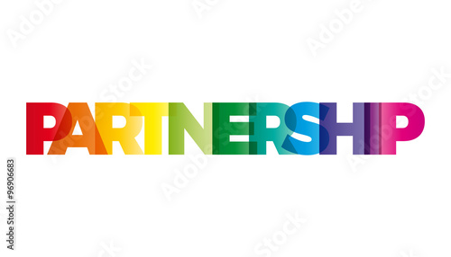 The word Partnership. Vector banner with the text colored rainbo
