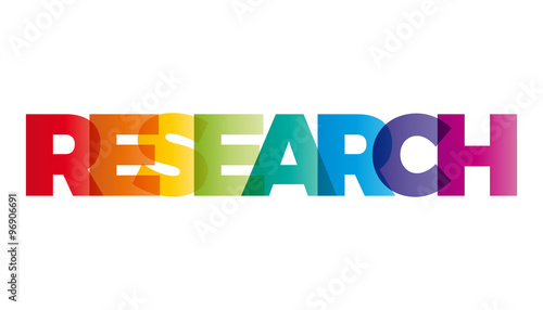 The word Research. Vector banner with the text colored rainbow.