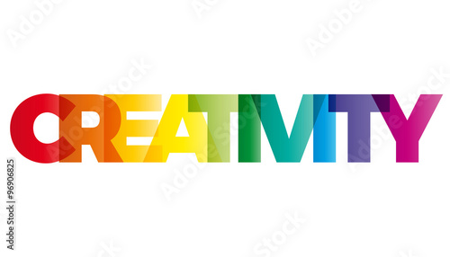 The word Creativity. Vector banner with the text colored rainbow