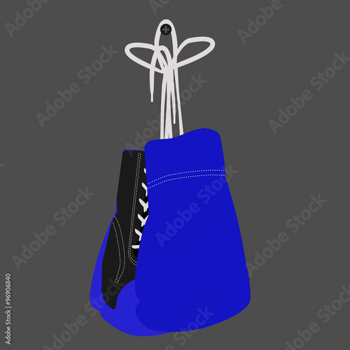 Hanging boxing gloves