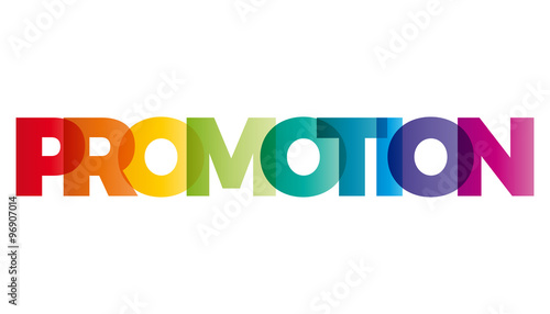 The word Promotion. Vector banner with the text colored rainbow.