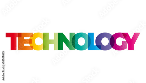 The word Technology. Vector banner with the text colored rainbow photo