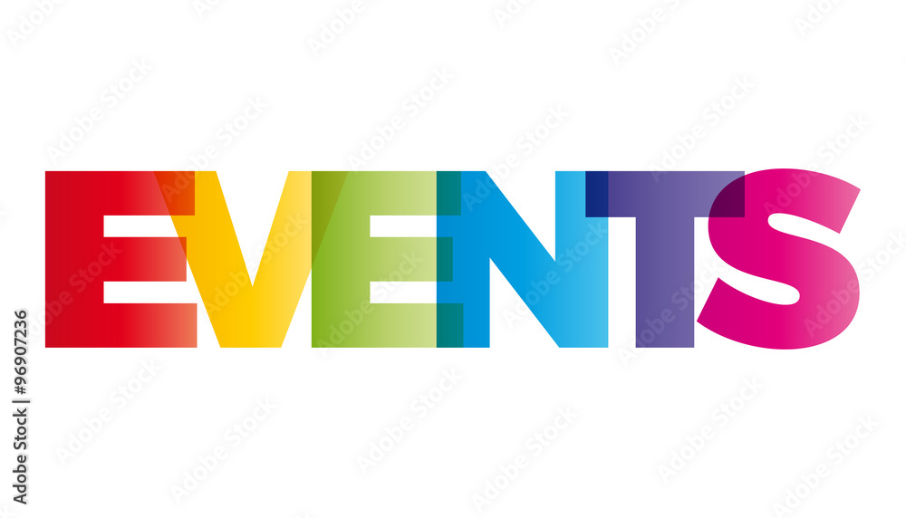 The word Events. Vector banner with the text colored rainbow. The word Events. Vector banner with the text colored rainbow.