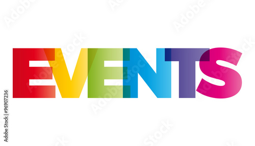 The word Events. Vector banner with the text colored rainbow.