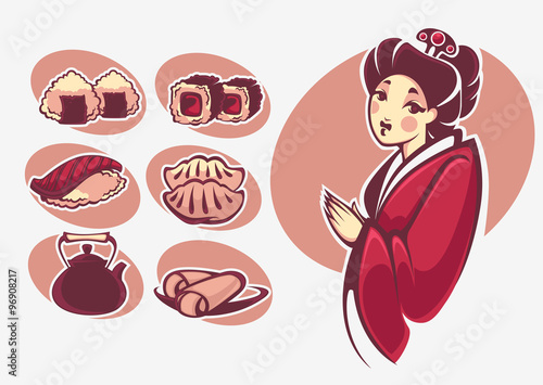 vector collection of japanese food symbols