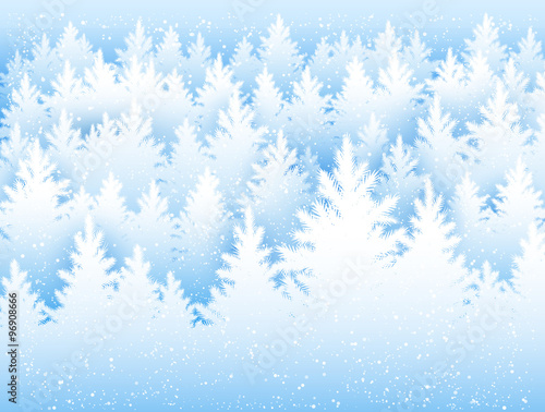 Christmas background with winter forest