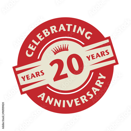 Stamp with the text Celebrating 20 years anniversary