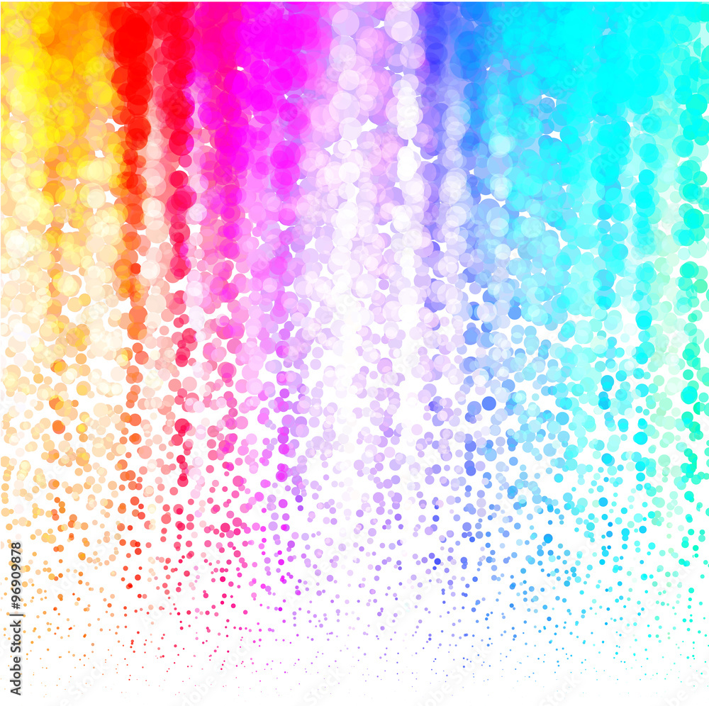 Halftone Colorful Lights Falling Dots pattern on white background, Vector illustration
