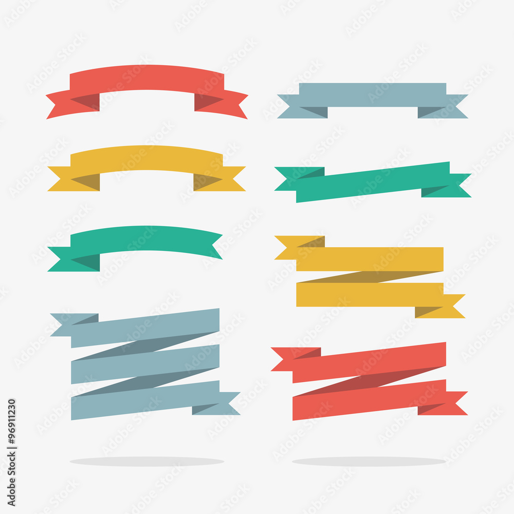 Colored Ribbons Banners Set in Vector