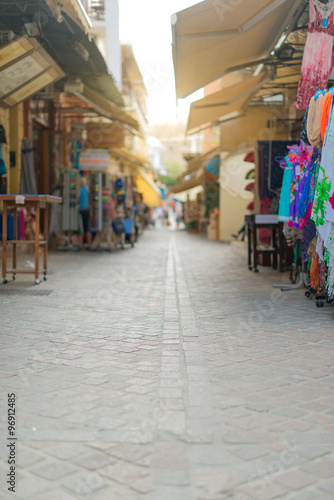 Traditional mediterranean street with goods. © M-Production