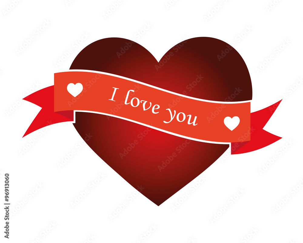 Heart with ribbon isolated object vector Heart with ribbon isolated object vector