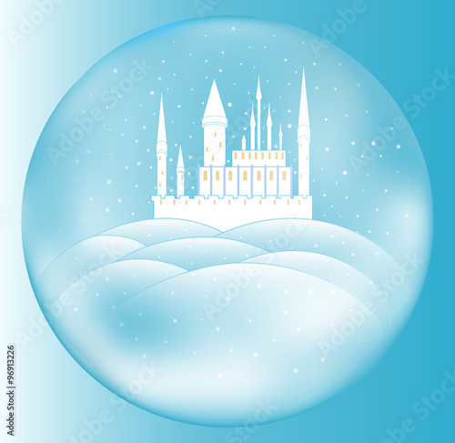 Vector snow queen's castle inside crystal ball