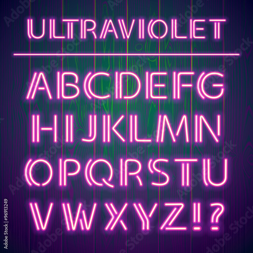 Glowing Ultraviolet Neon Alphabet
