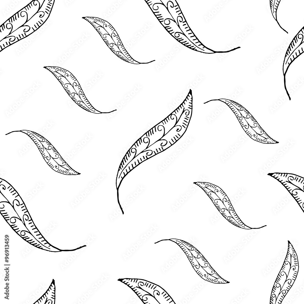 Obraz premium Seamless pattern with leaves and plants