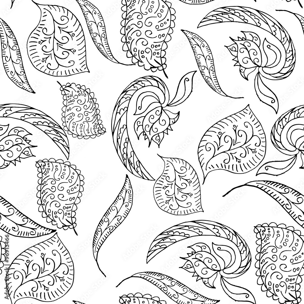 Fototapeta premium Seamless pattern with leaves and plants