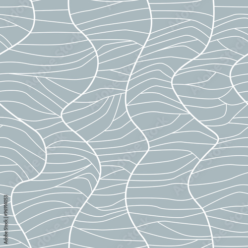 Seamless abstract background with curved lines in grey and white