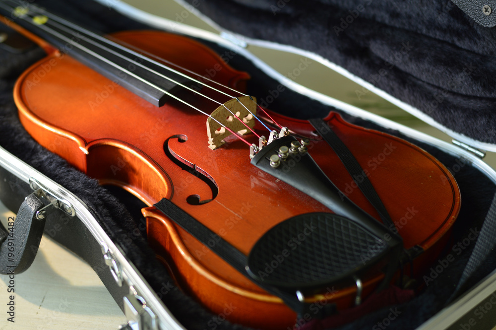Obraz premium Violin music wooden instrument.