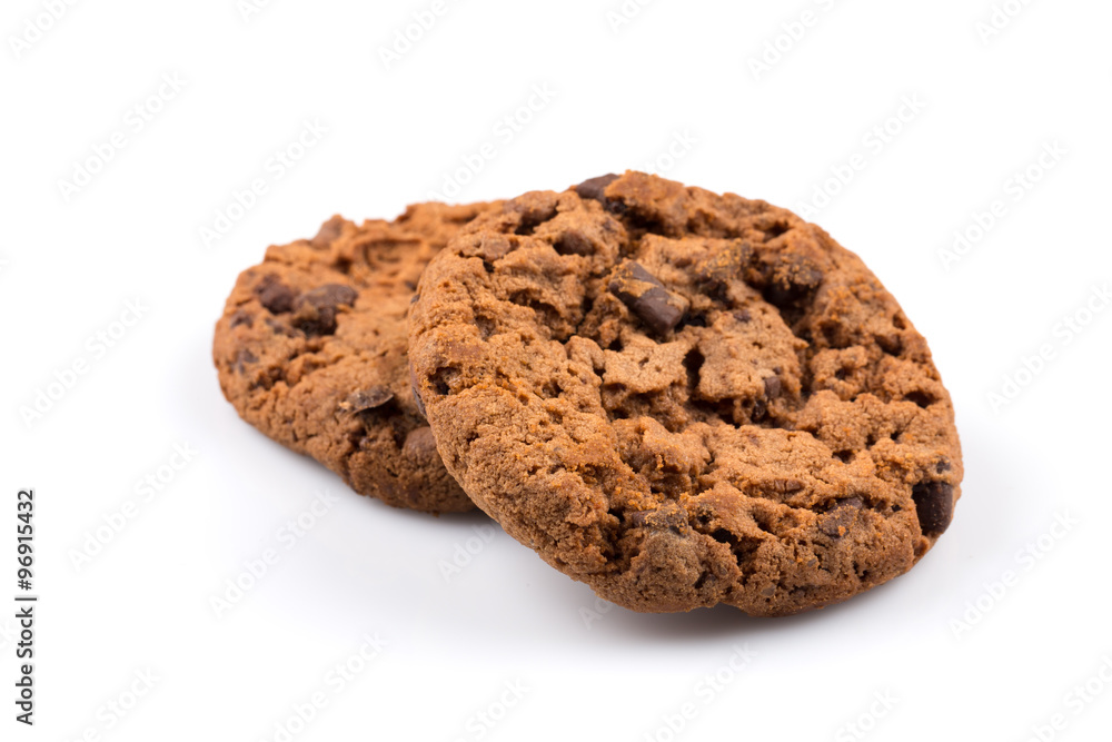 Chocolate chip cookies isolated on white Chocolate chip cookies isolated on white