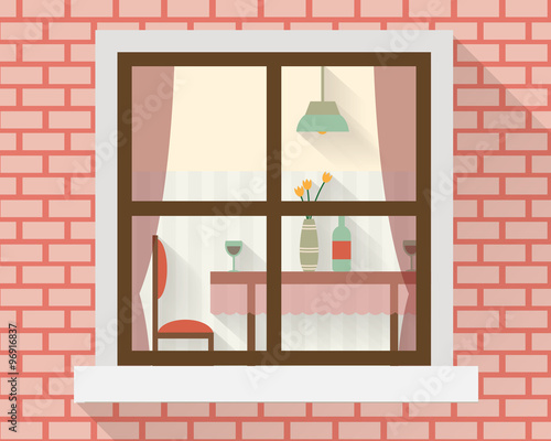 Dining table through the window.