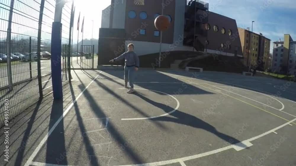 Fathers POV playing basketball with son Fathers POV playing basketball with son