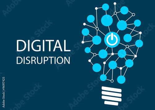 Digital disruption concept. Vector illustration background for innovation IT technology. Represented by light bulb
