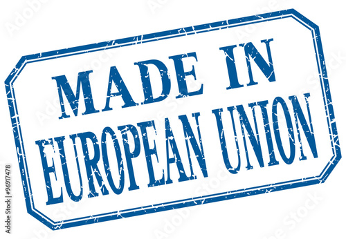 european union - made in blue vintage isolated label