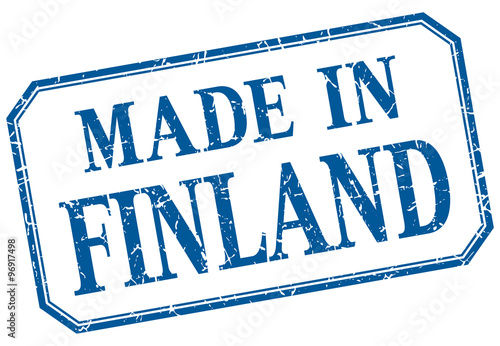 Finland - made in blue vintage isolated label