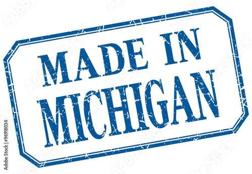 Michigan - made in blue vintage isolated label
