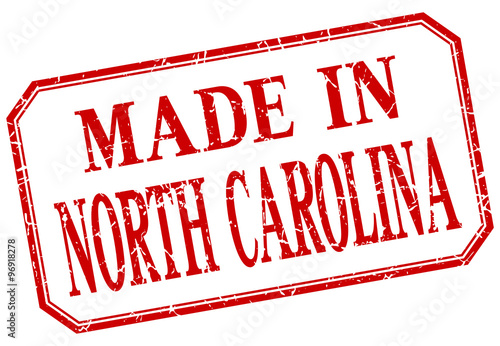 North Carolina - made in red vintage isolated label