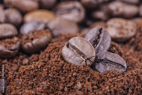 Macro coffee beans background