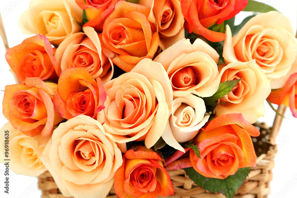 Bouquet of orange roses background, close up Bouquet of orange roses background, close up