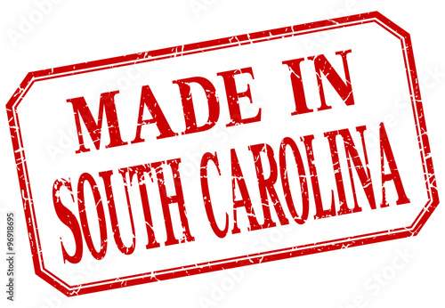 South Carolina - made in red vintage isolated label