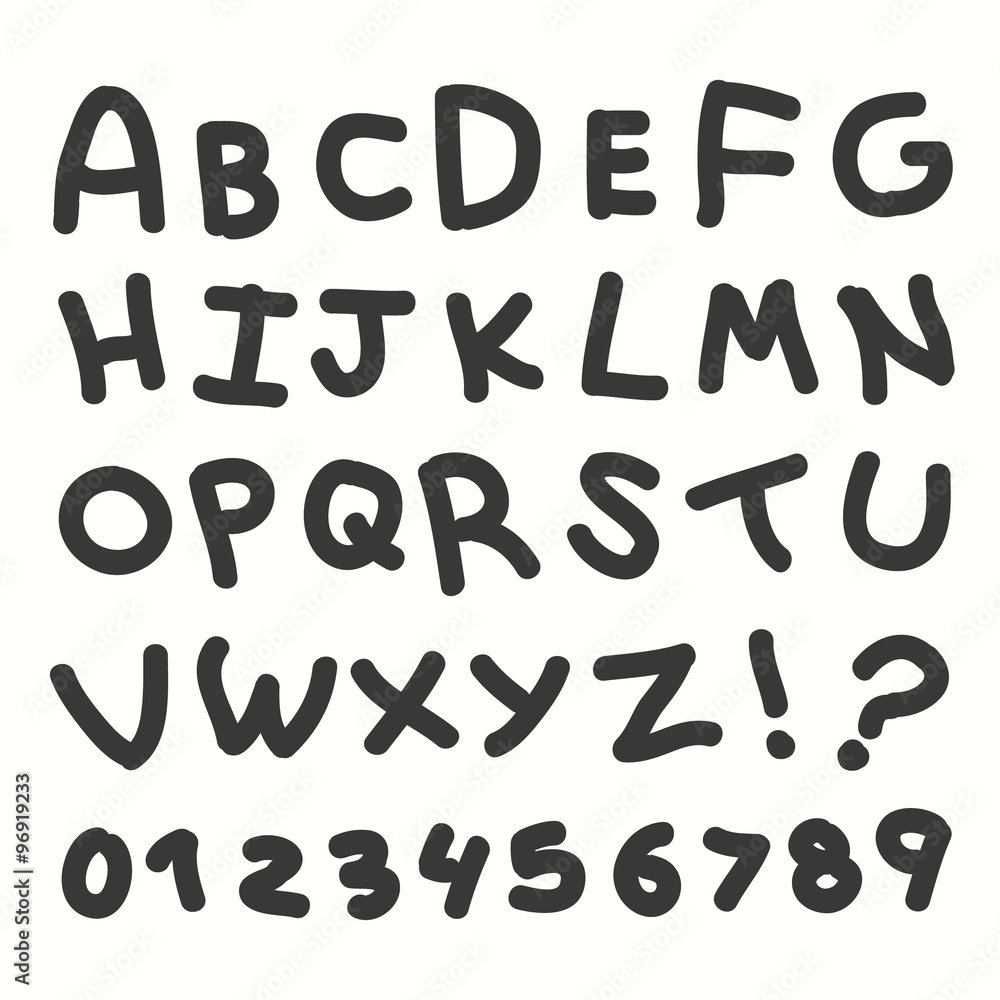 Hand drawn Handmade alphabet handwritting abc vector font. Hand drawn Handmade alphabet handwritting abc vector font.