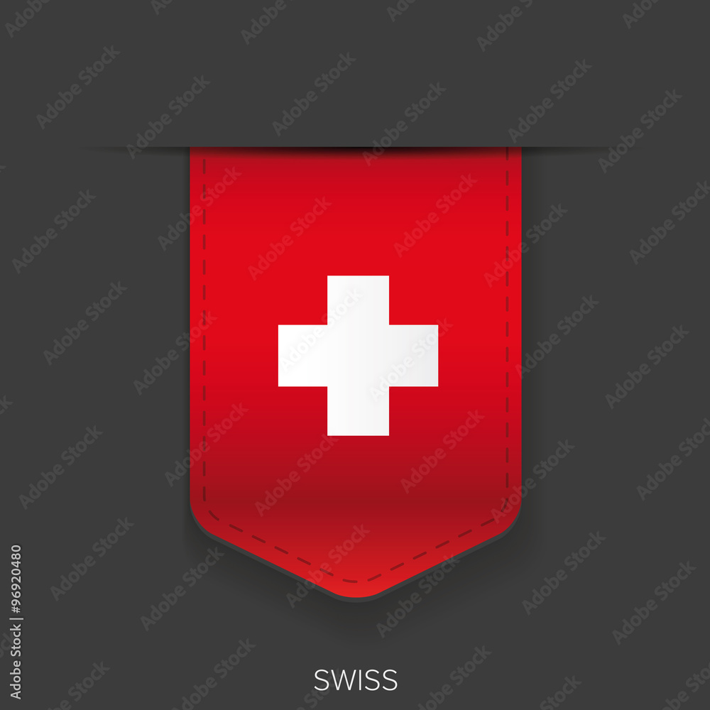 Obraz premium Swiss flag vector ribbon