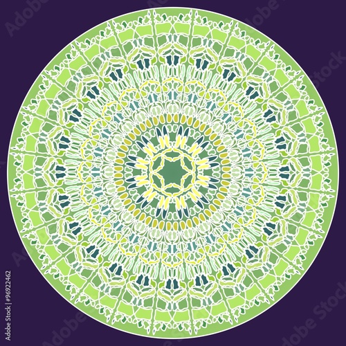Fototapeta Naklejka Na Ścianę i Meble -  Green fine mosaic mandala for energy and power obtaining mandala for meditation training