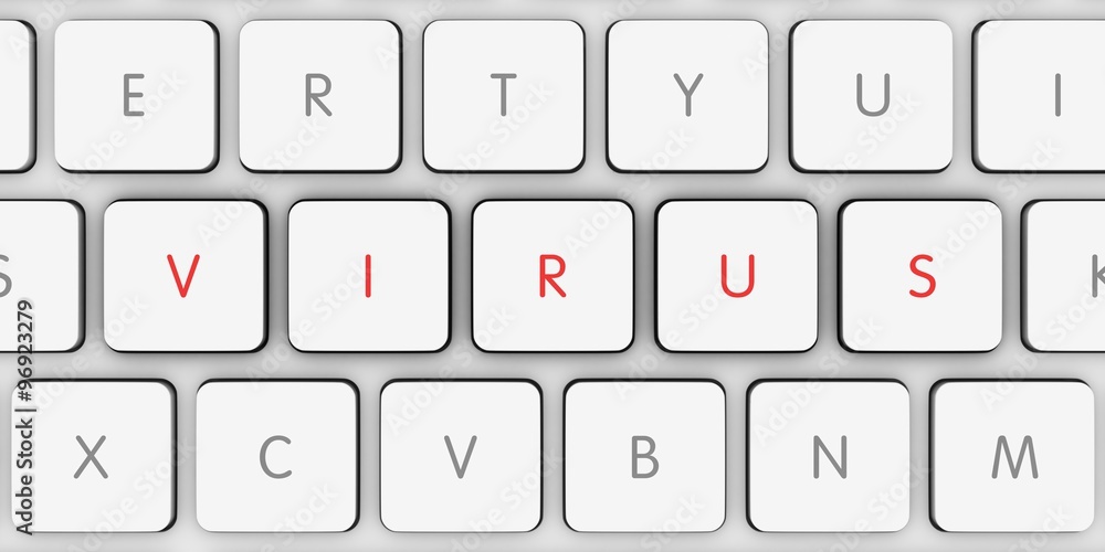 Red Letter VIRUS Keys on White Computer Keyboard