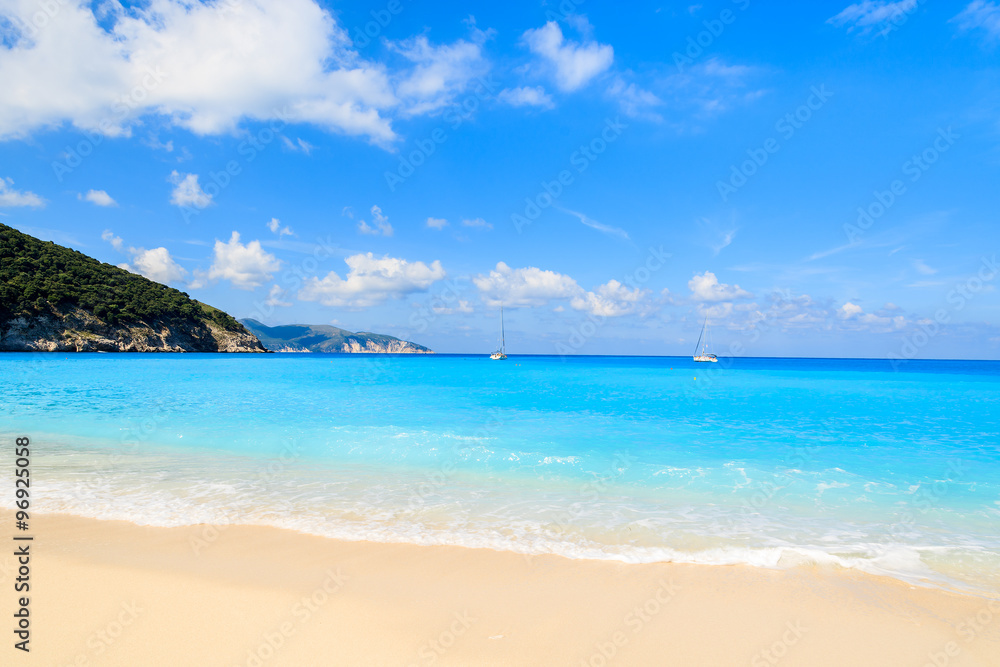 Paradise Myrtos beach with turquoise sea water on Kefalonia island, Greece Paradise Myrtos beach with turquoise sea water on Kefalonia island, Greece